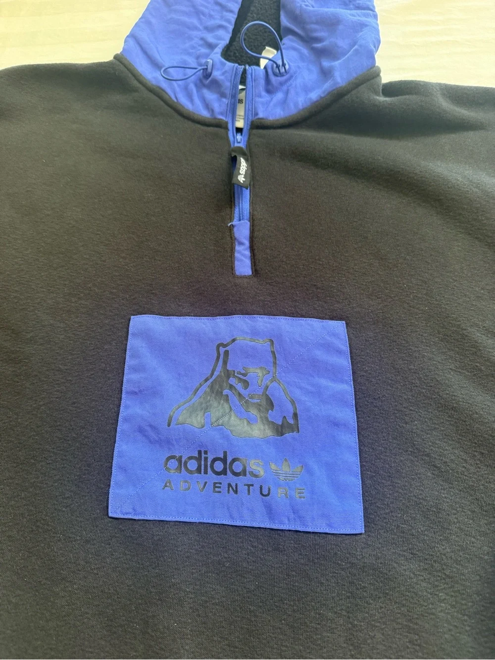 adidas Black and Royal Blue Adventure Half-Zip Pullover Men's Size M Athleisure